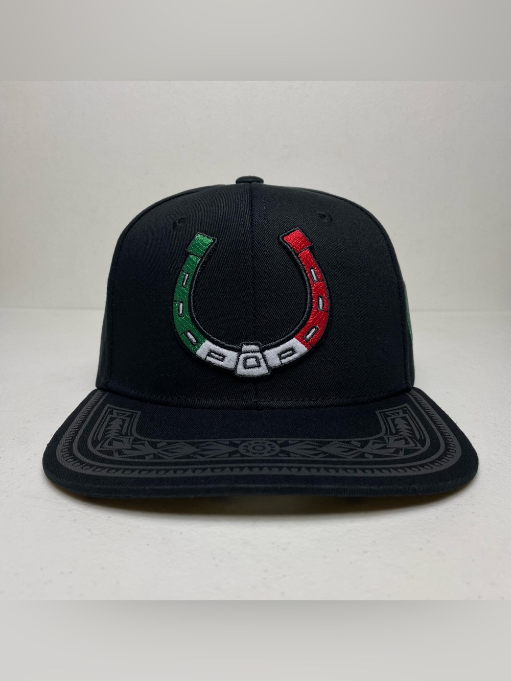Mexico Flag Horseshoe 3D Embroidered Baseball Cap, Flat Brim, Western Hat